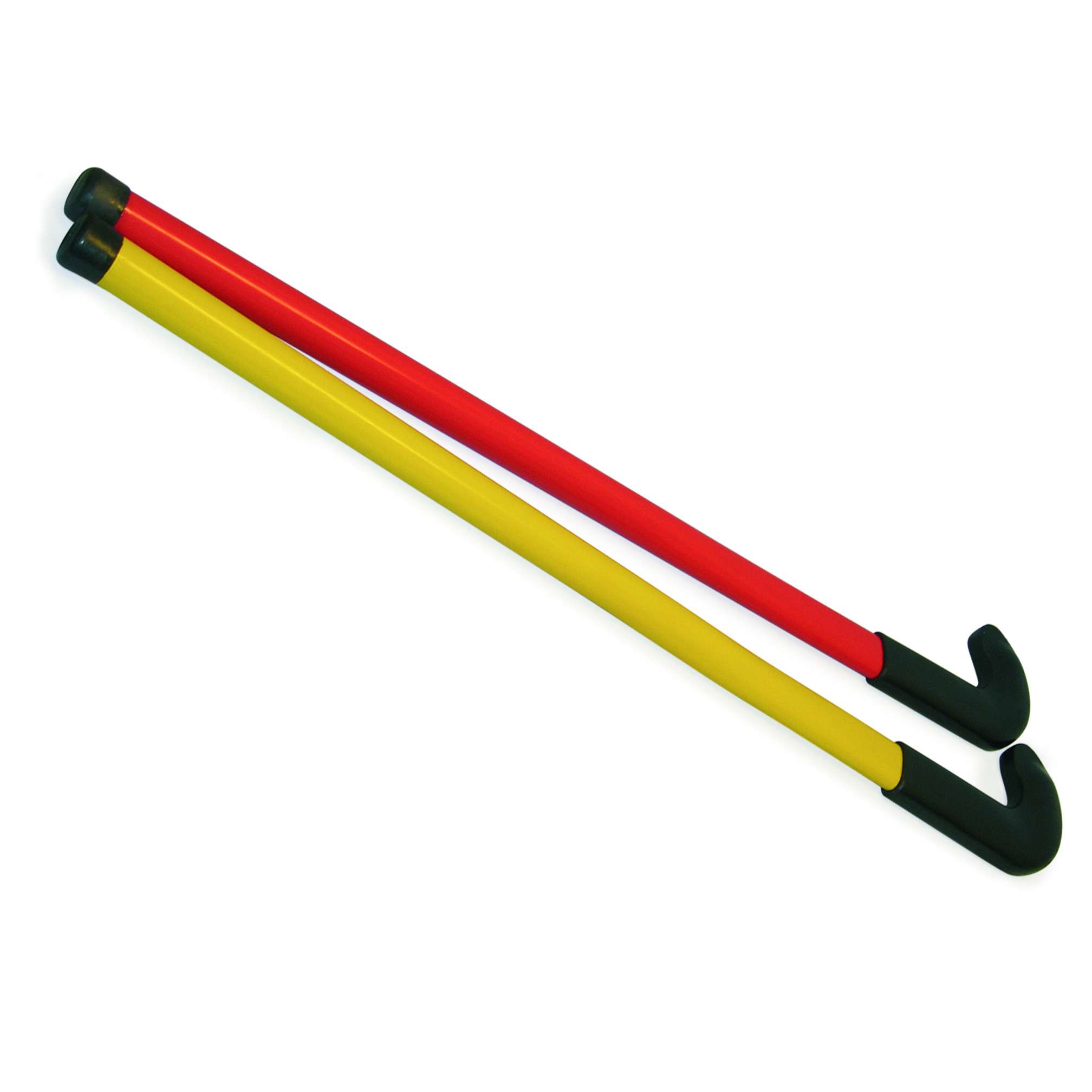 Plastic hockey stick with flat and convex side, red