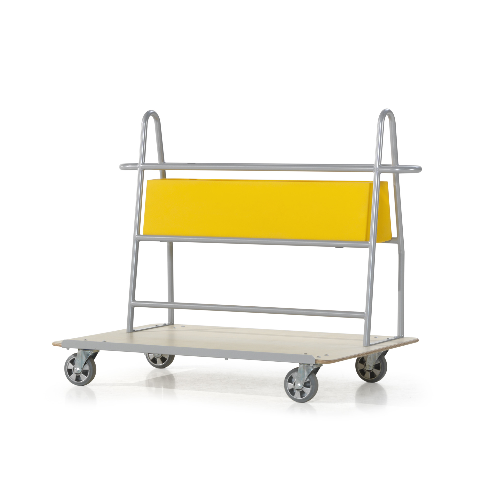 Vertical mat trolley with extra storage space