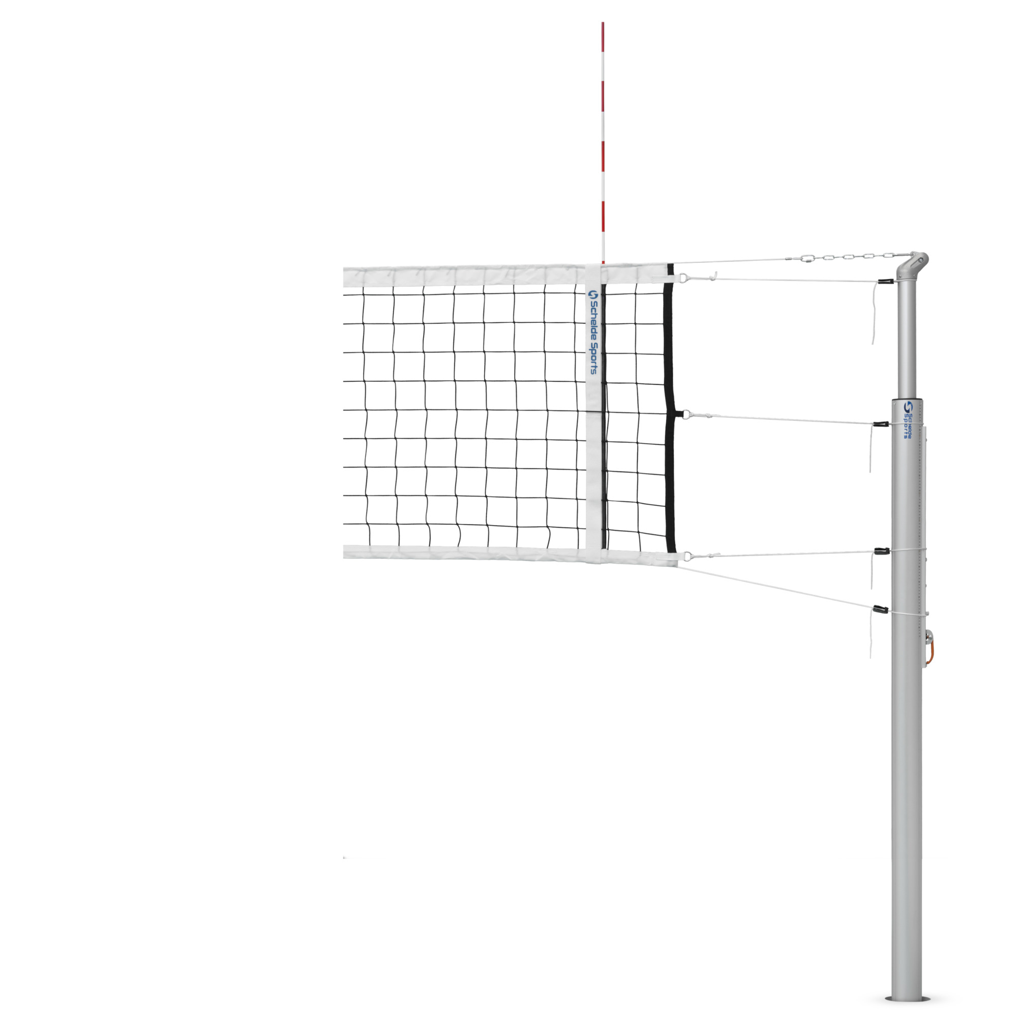 Telescopische volleybalpaal met nethaken